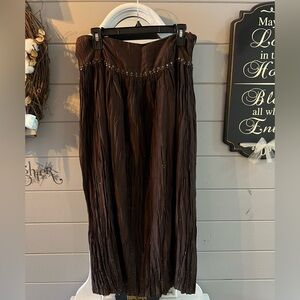 Talbots Elegant Dark Brown Silk Skirt